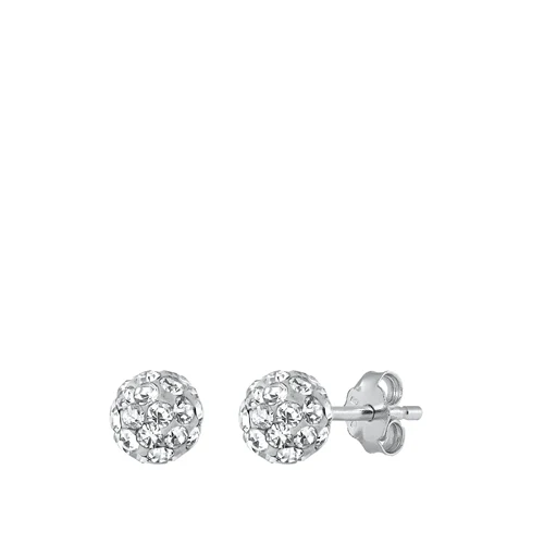 Sterling Silver Round Clear Crystal Earrings