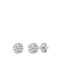 Load image into Gallery viewer, Sterling Silver Round Clear Crystal Earrings
