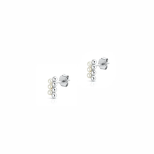 Load image into Gallery viewer, Sterling Silver Rhodium Plated Micro Pearl Earrings