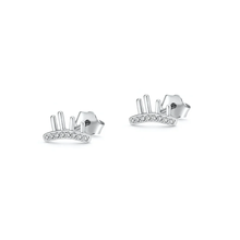 Load image into Gallery viewer, Sterling Silver Rhodium Plated Eyelashes Clear CZ Earrings