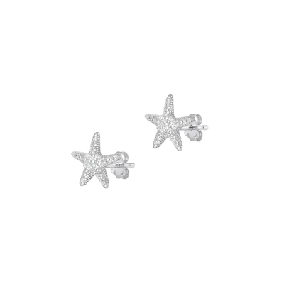 Sterling Silver Starfish Clear CZ Earrings