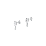 Sterling Silver Rhodium Plated Hair Brush Clear CZ Earrings