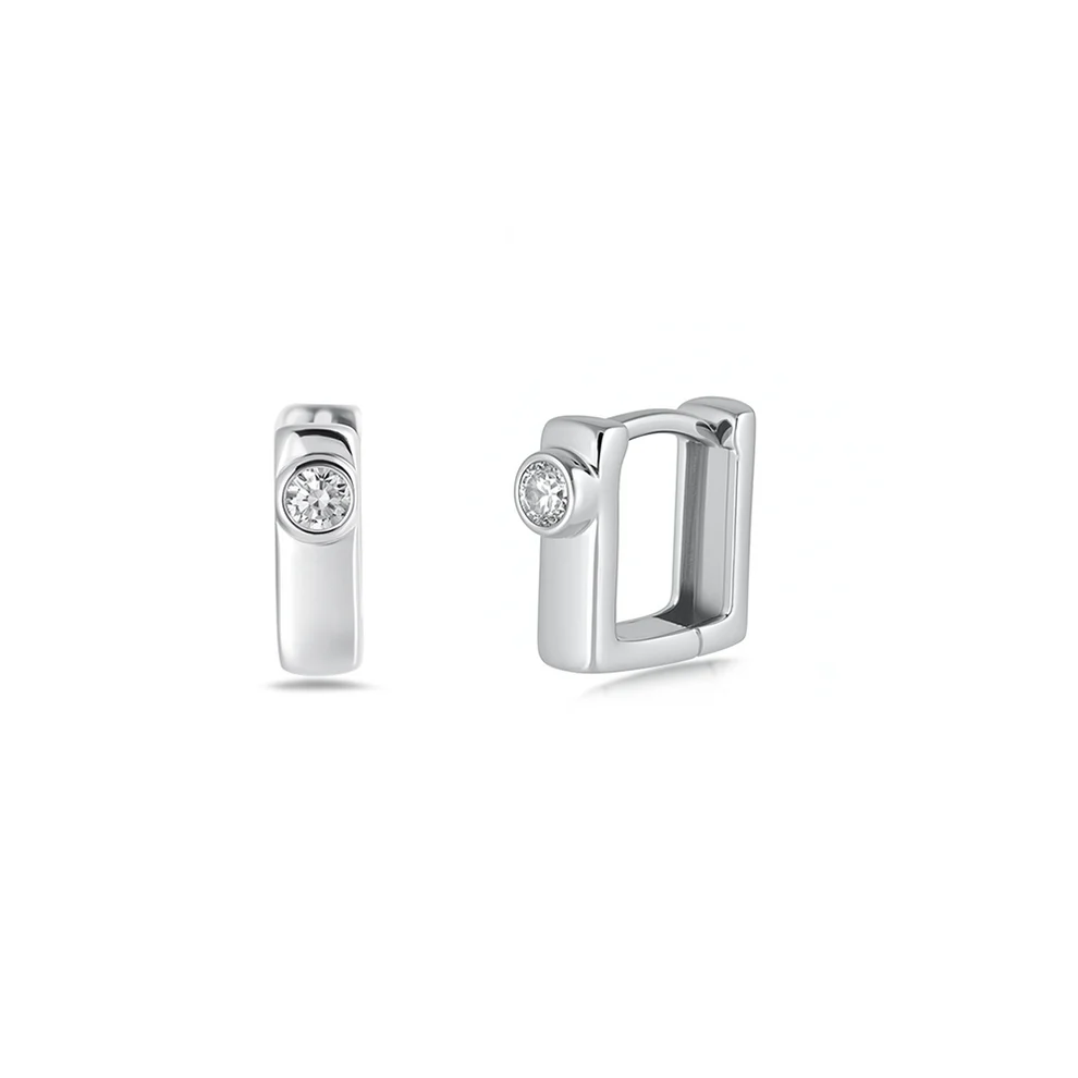 Sterling Silver Oxidize Clear CZ Earrings