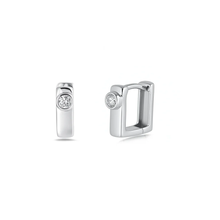 Load image into Gallery viewer, Sterling Silver Oxidize Clear CZ Earrings