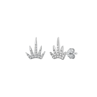 Sterling Silver Rhodium Plated Fingers Clear CZ Earrings