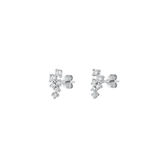 Sterling Silver Rhodium Plated Cluster Clear CZ Earrings
