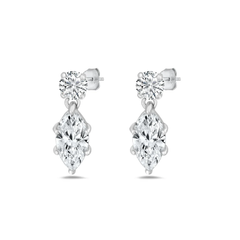 Sterling Silver Rhodium Plated Marquise Clear CZ Earrings