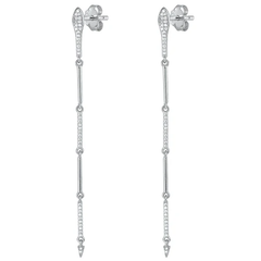 Sterling Silver Rhodium Plated Snake Clear CZ Earrings