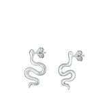 Sterling Silver Rhodium Plated Snake Earring