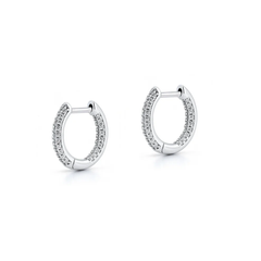 Sterling Silver Rhodium Plated Clear CZ Hoop Earrings
