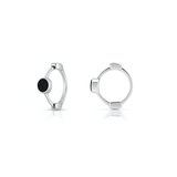Sterling Silver Rhodium Plated Huggie Hoop Black Onyx Stone Earrings