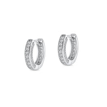 Load image into Gallery viewer, Sterling Silver Rhodium Plated Clear CZ Hoop Earrings