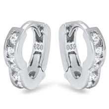 Load image into Gallery viewer, Sterling Silver Rhodium Plated Huggie Heart Shaped earrings