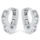 Sterling Silver Rhodium Plated Huggie Heart Shaped earrings