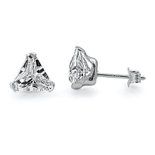 Load image into Gallery viewer, Sterling Silver Triangle Clear CZ Stud Stamping Earrings