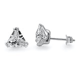 Sterling Silver Triangle Clear CZ Stud Stamping Earrings