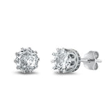 Sterling Silver Round Clear CZ Earrings