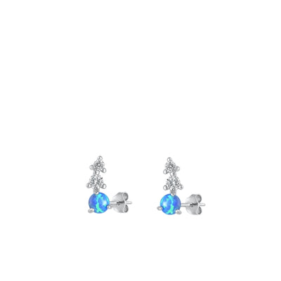 Sterling Silver Rhodium Plated Blue Lab Opal Earrings