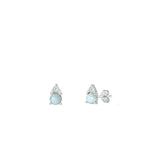 Sterling Silver Rhodium Plated Clear CZ and Larimar Earring