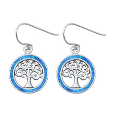 Load image into Gallery viewer, Sterling Silver Tree Of Life Blue Lab Opal Earrings