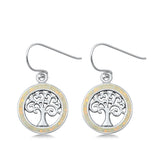 Sterling Silver Tree Of Life White Lab Opal Earrings