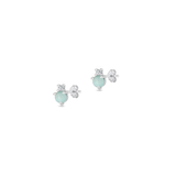 Sterling Silver Rhodium Plated Larimar And Clear CZ Stone Earrings
