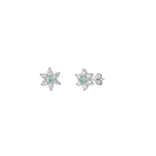 Load image into Gallery viewer, Sterling Silver Rhodium Plated Flower Genuine Larimar Stone Earrings