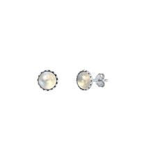 Load image into Gallery viewer, Sterling Silver Oxidized Round Moonstone Stone Earrings