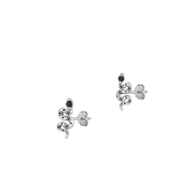 Load image into Gallery viewer, Sterling Silver Oxidized Snake Black Agate Stone Earrings
