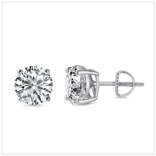Sterling Silver Rhodium Plated 2MM Lab Created Diamond Earrings