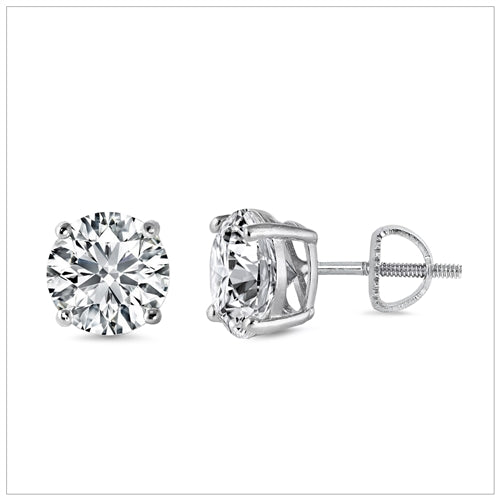 Sterling Silver Rhodium Plated Lab Created Diamond Earrings