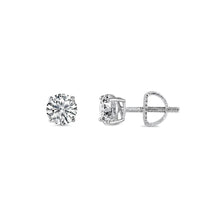 Load image into Gallery viewer, Sterling Silver Rhodium Plated Round Lab Grown Diamond Earrings