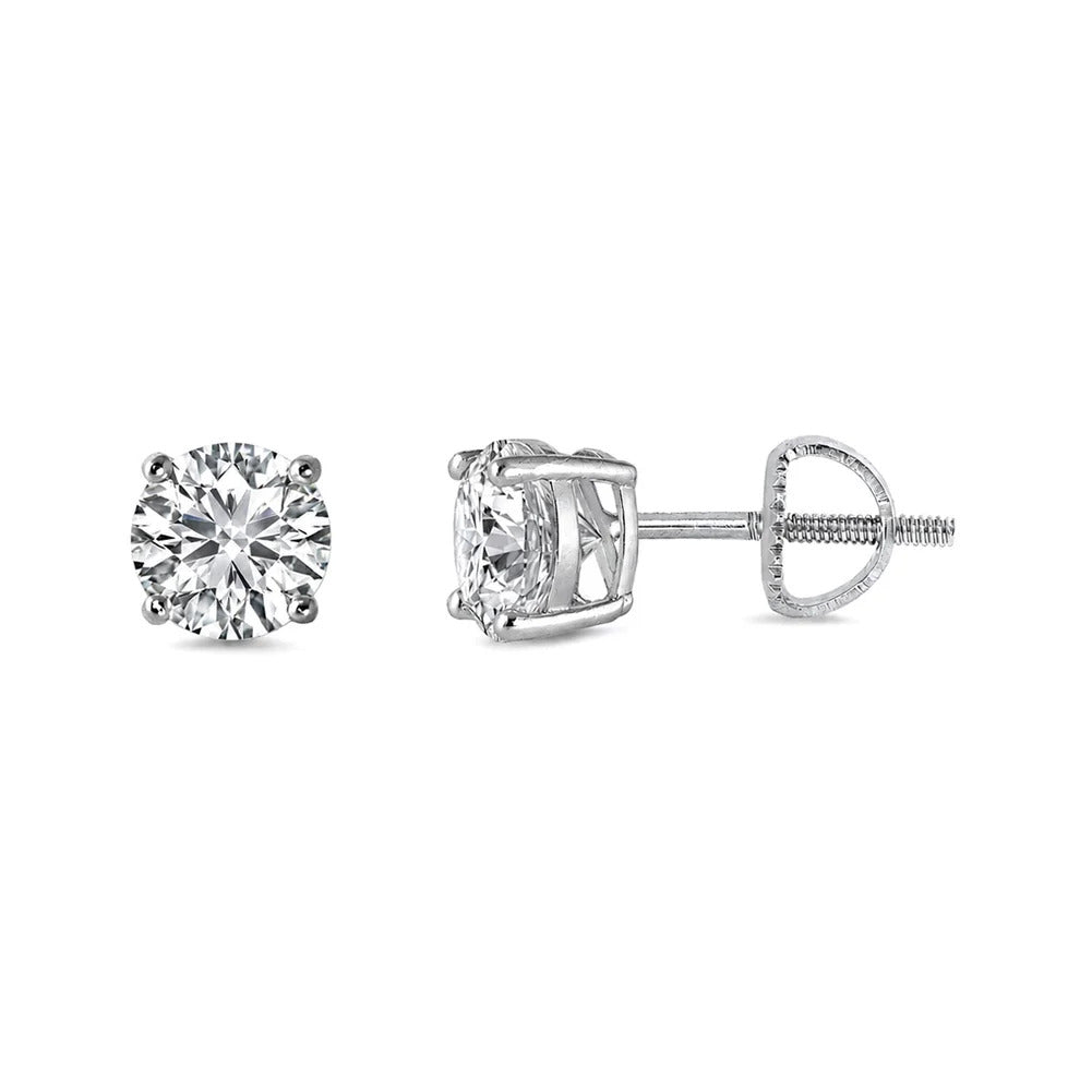 Sterling Silver Rhodium Plated 5mm Round Lab Grown Diamond Earrings