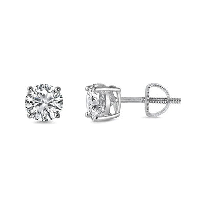 Sterling Silver Rhodium Plated 5mm Round Lab Grown Diamond Earrings