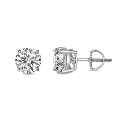 Sterling Silver Rhodium Plated 5.8mm Round Lab Grown Diamond Earrings