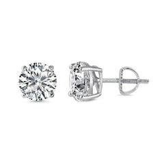 Sterling Silver Rhodium Plated 6.5mm Round Lab Grown Diamond Earrings