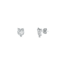 Load image into Gallery viewer, Sterling Silver Owl Clear CZ Earrings