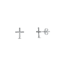 Load image into Gallery viewer, Sterling Silver 6mm Cross Stud Earrings