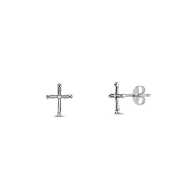 Sterling Silver 6mm Cross Stud Earrings