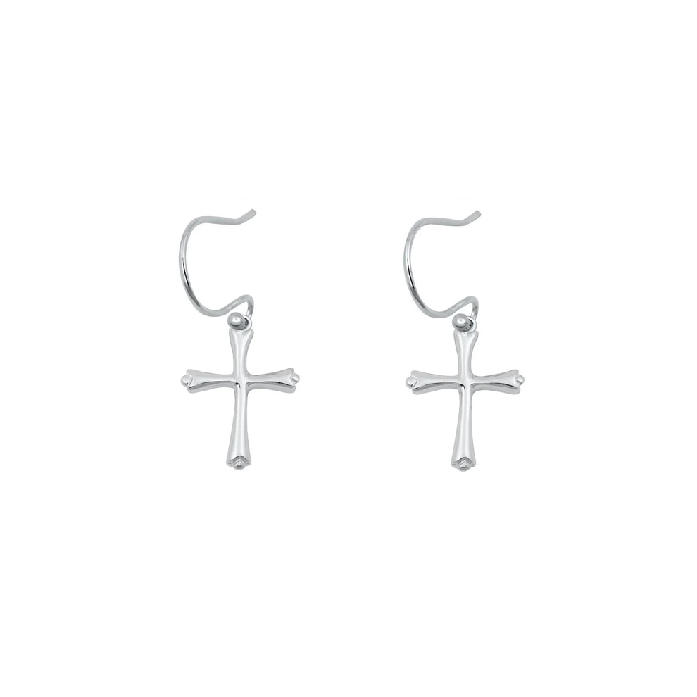 Sterling Silver Cross Assorted Plain Earrings