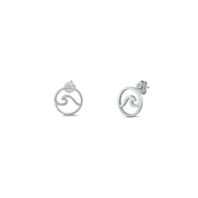 Sterling Silver 11mm Wave Stud Earrings