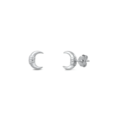 Sterling Silver Moon Stud Earrings