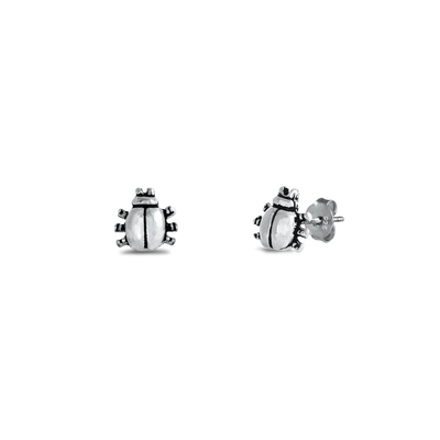 Sterling Silver Beetle Stud Earrings