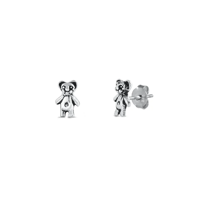 Sterling Silver Teddy Bear Stud Earrings