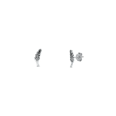 Sterling Silver 10mm Leaf Stud Earrings