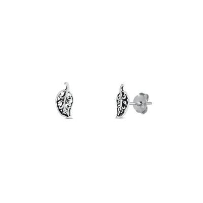 Sterling Silver Leaf Stud Earrings