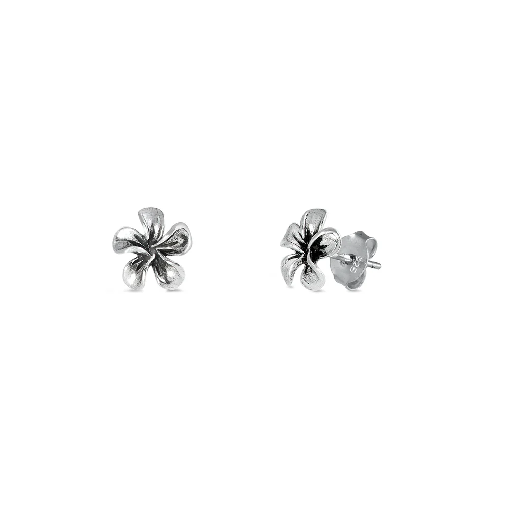 Sterling Silver Plumeria Stud Earrings