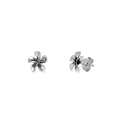 Sterling Silver Plumeria Stud Earrings