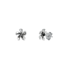 Sterling Silver Plumeria Stud Earrings