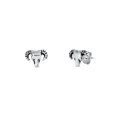 Sterling Silver Ram Stud Earrings